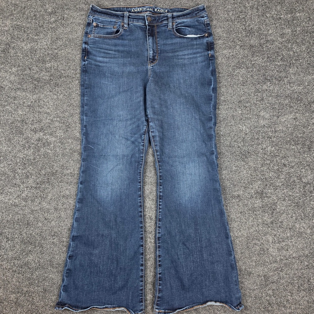 American Eagle Super High-Rise Flare Jeans Women 12 Next Level Stretch Dark Wash